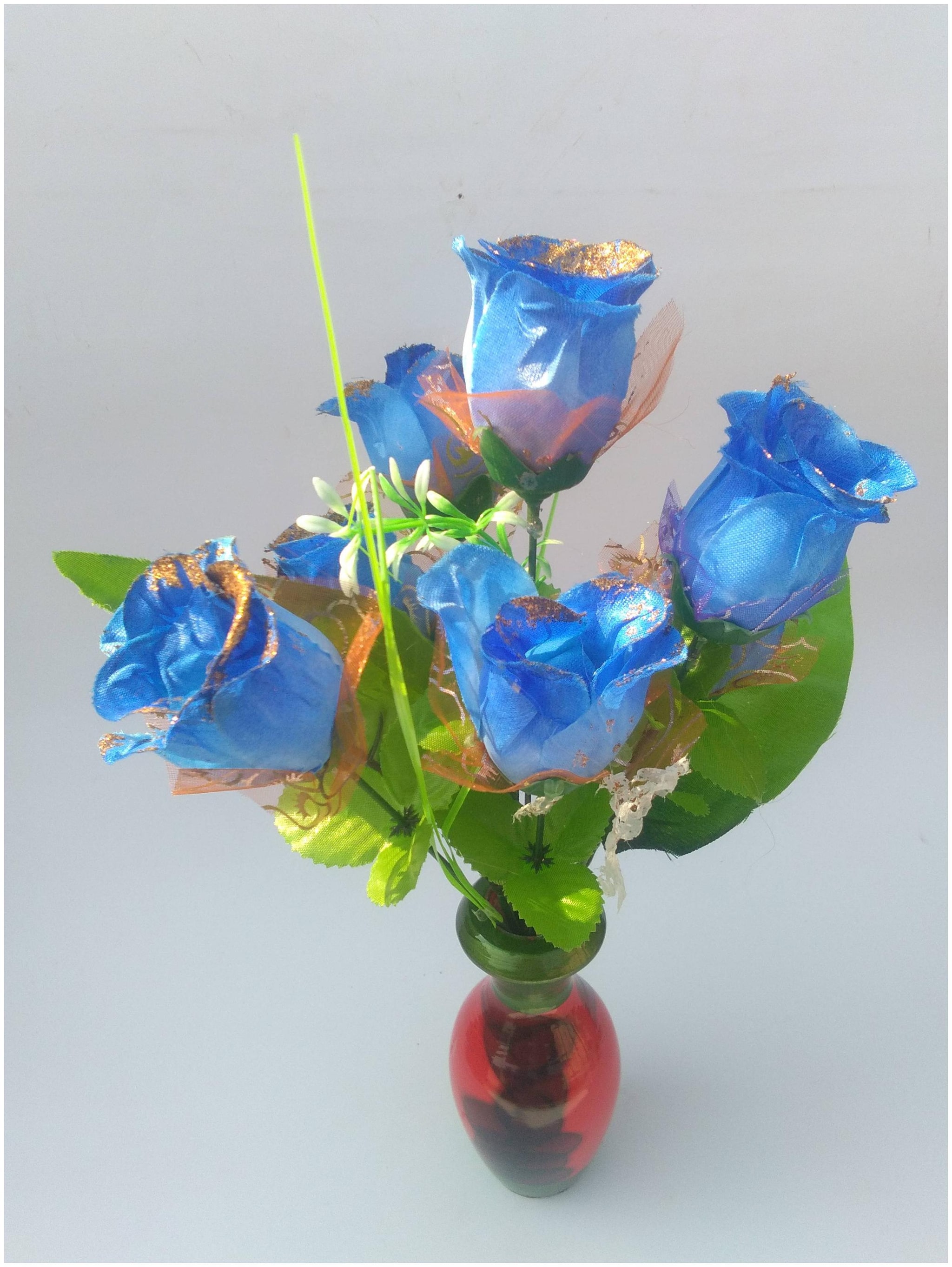 

Dilse Blue Rose Artificial Plastic Flower With Pot (10 inch Pack Of 2)