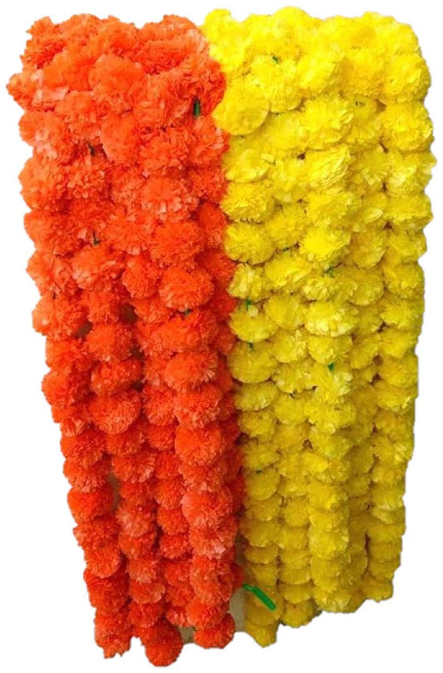 

Dilse Marigold Artificial Yellow And Orange Flowers String (Set of 10)