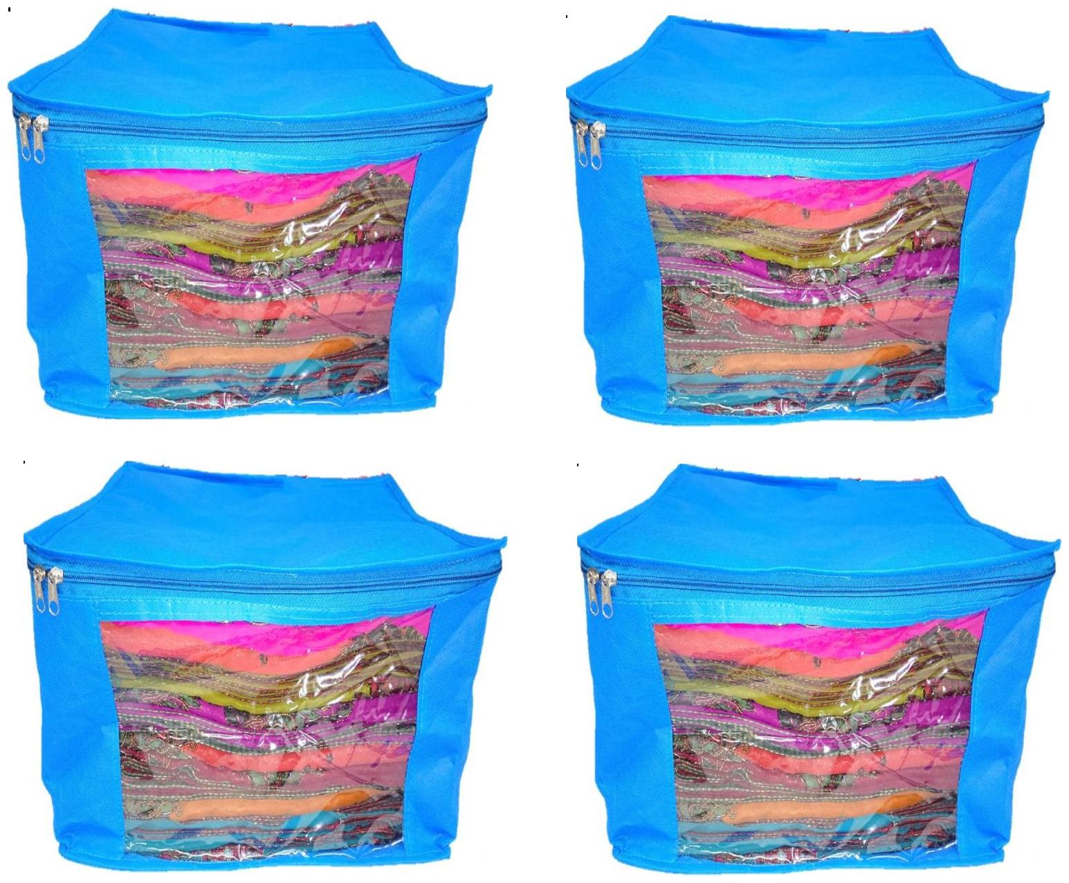 

DIMONSIV Combo Set Of 4 pcs Saree Cocer Blue