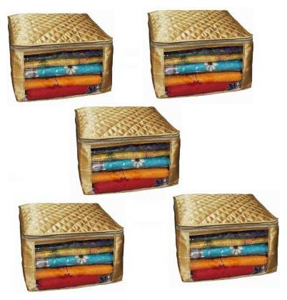 

DIMONSIV Pack Of 5 Satan Saree Cover (Gold)