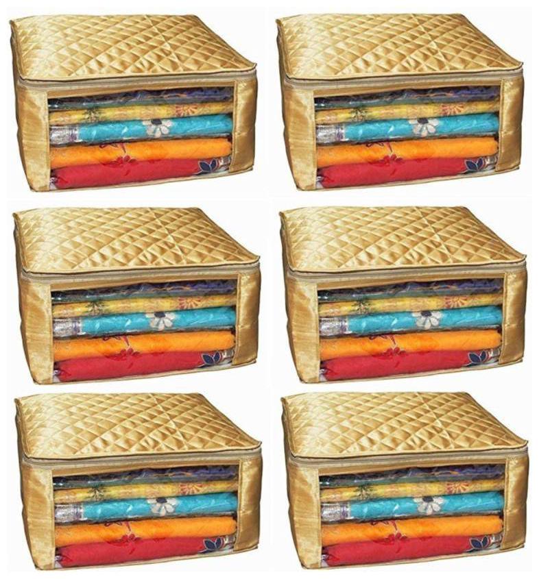 

DIMONSIV Pack Of 6 Satin Saree Cover (Gold)