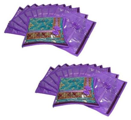 

DIMONSIV Transparent top Single Saree Cover Pack of 24 (Purple)