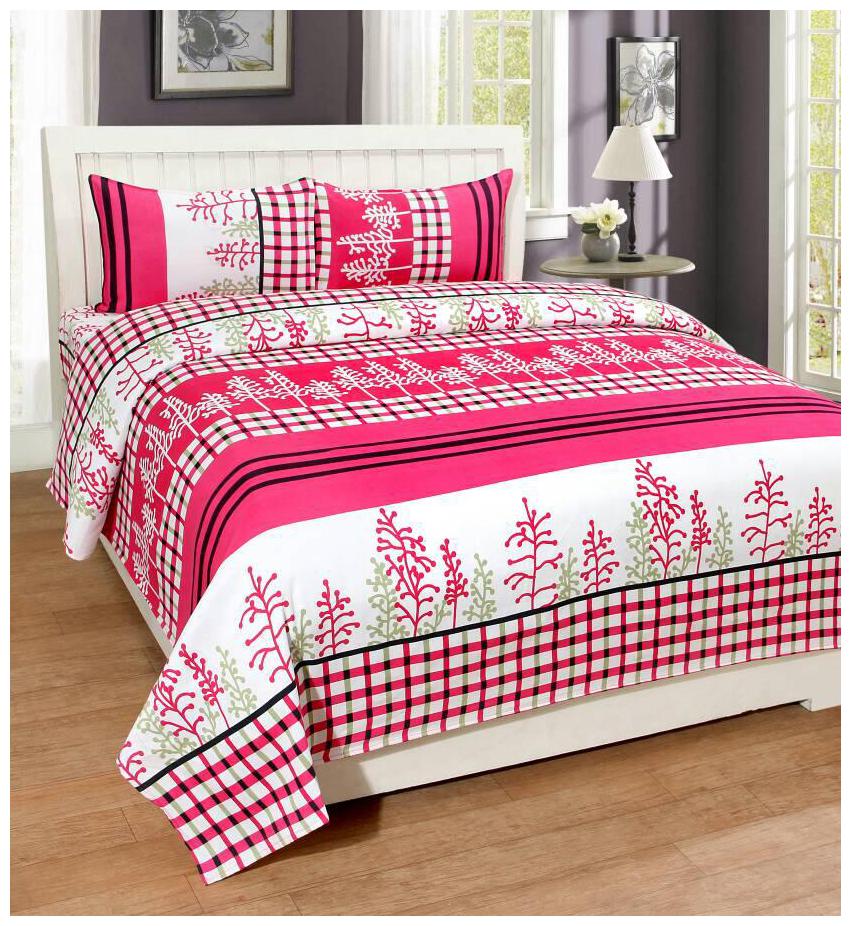 

DINGGA DECOR Cotton Floral Double Size Bedsheet 150 TC ( 1 Bedsheet With 2 Pillow Covers Red )