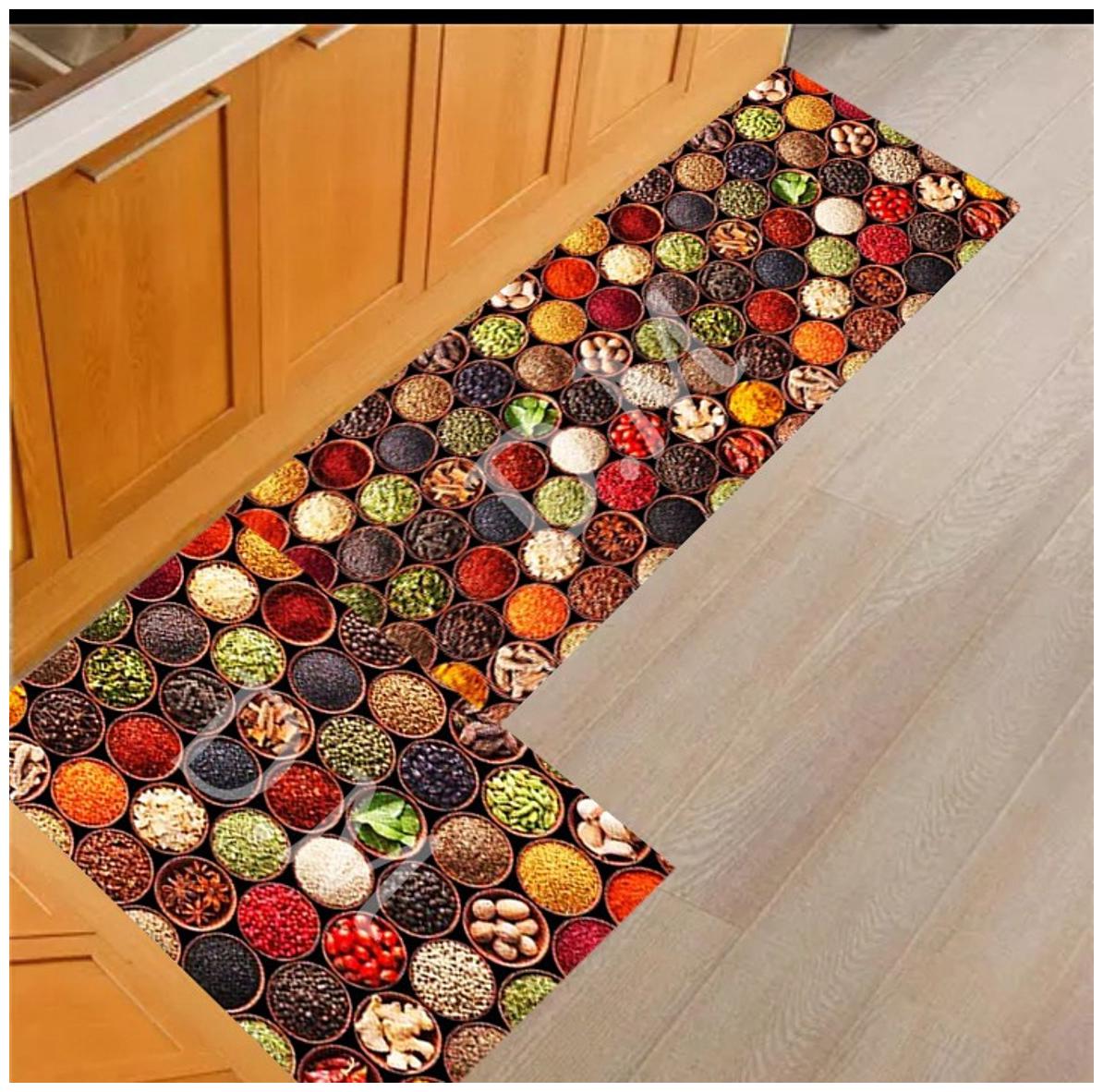 

Dingga Decor Anti Skid Washable Digital Printed Luxury Kitchen Floor Mat Pack Set of 2