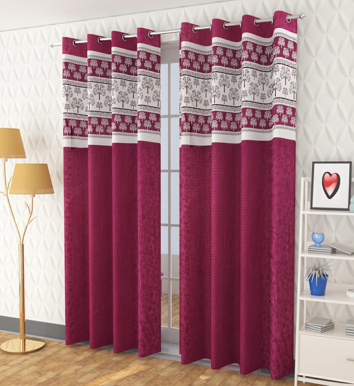 

DINGGA DECOR Polyester Door Blackout Pink Regular Curtain ( Eyelet Closure Printed )