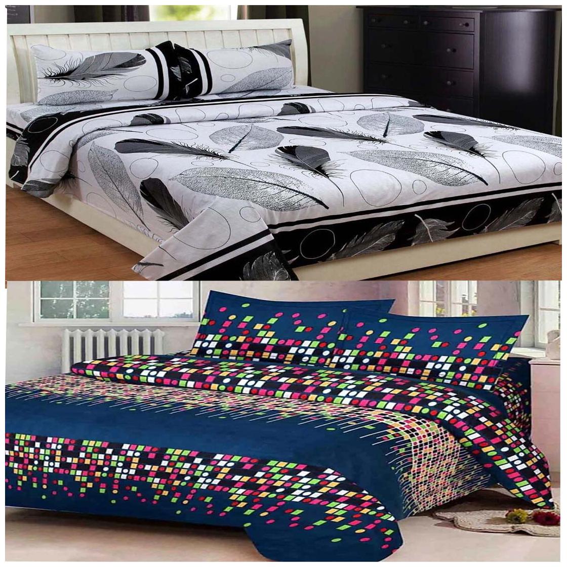 

DINGGA DECOR Cotton Abstract Double Size Bedsheet 150 TC ( 2 Bedsheet With 4 Pillow Covers Multi )