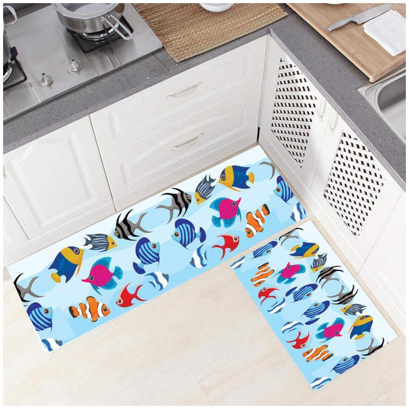 

Dingga Decor Anti Skid Washable Digital Printed Luxury Kitchen Floor Mat Pack Set of 2