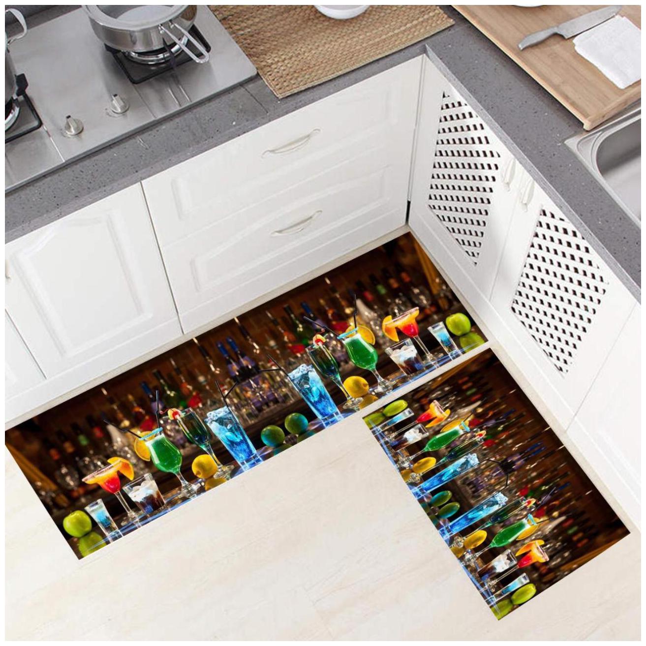 

Dingga Decor Anti Skid Washable Digital Printed Luxury Kitchen Floor Mat Pack Set of 2