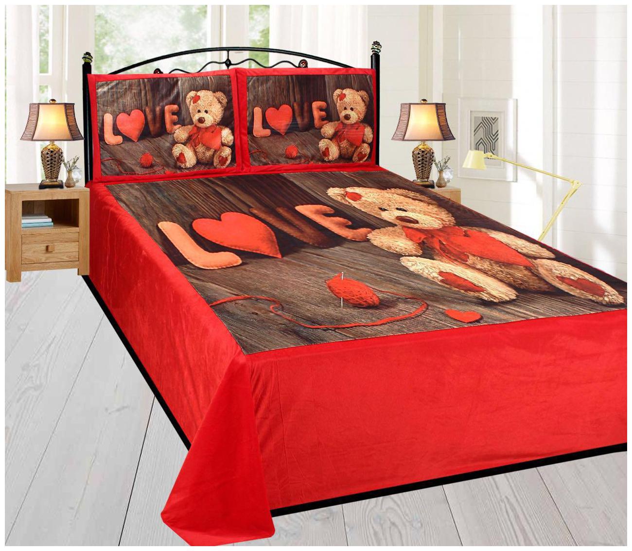 

DINGGA DECOR Velvet Printed King Size Bedsheet 300 TC ( 1 Bedsheet With 2 Pillow Covers Multi )