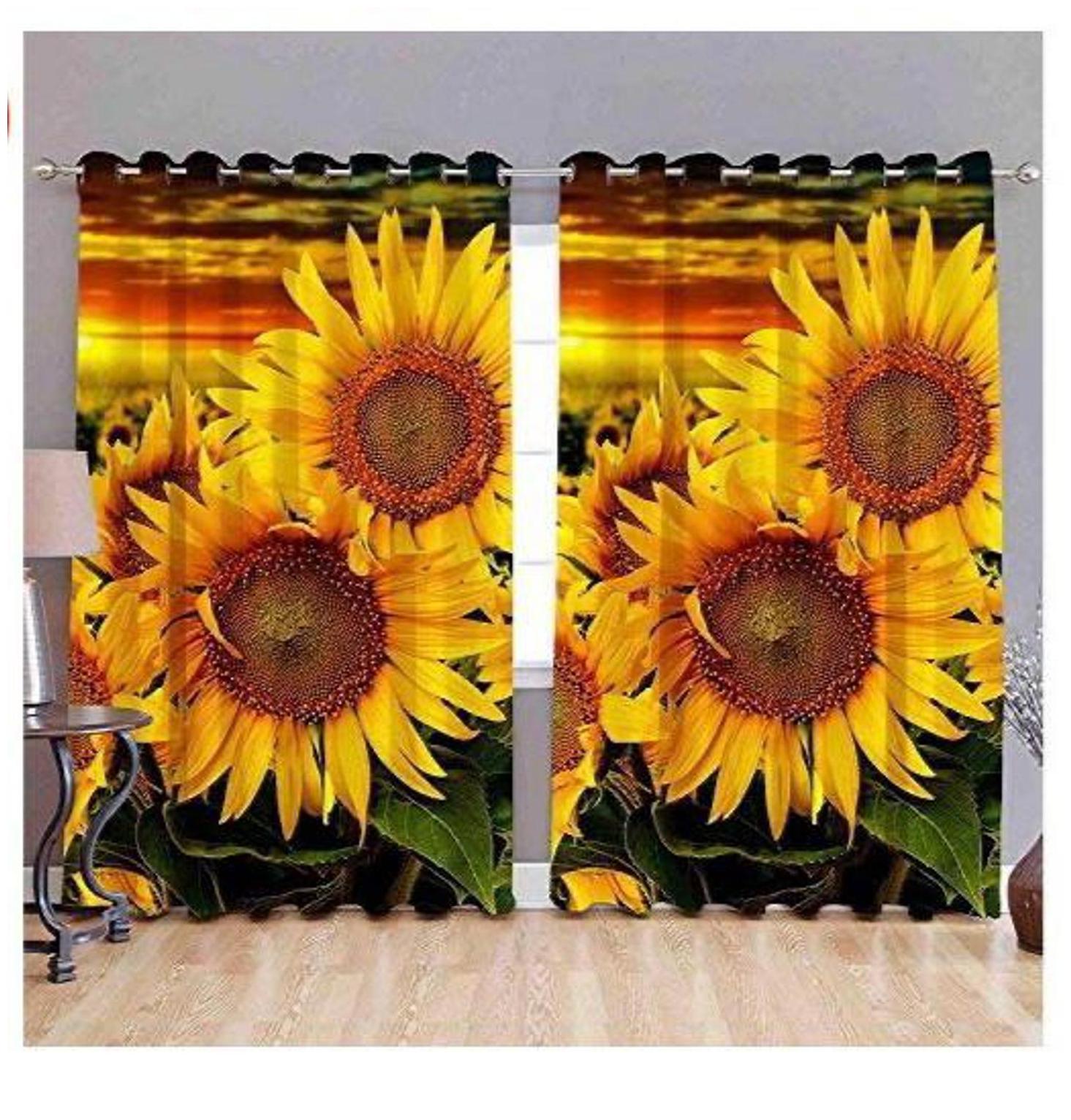 

DINGGA DECOR Polyester Window Blackout Multi Regular Curtain ( Eyelet Closure Printed )