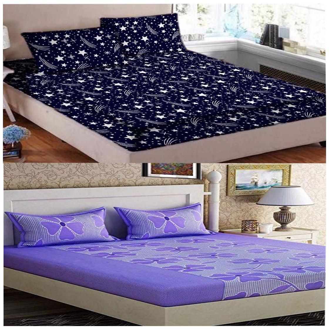 

DINGGA DECOR Cotton Printed Double Size Bedsheet 180 TC ( 2 Bedsheet With 4 Pillow Covers Multi )