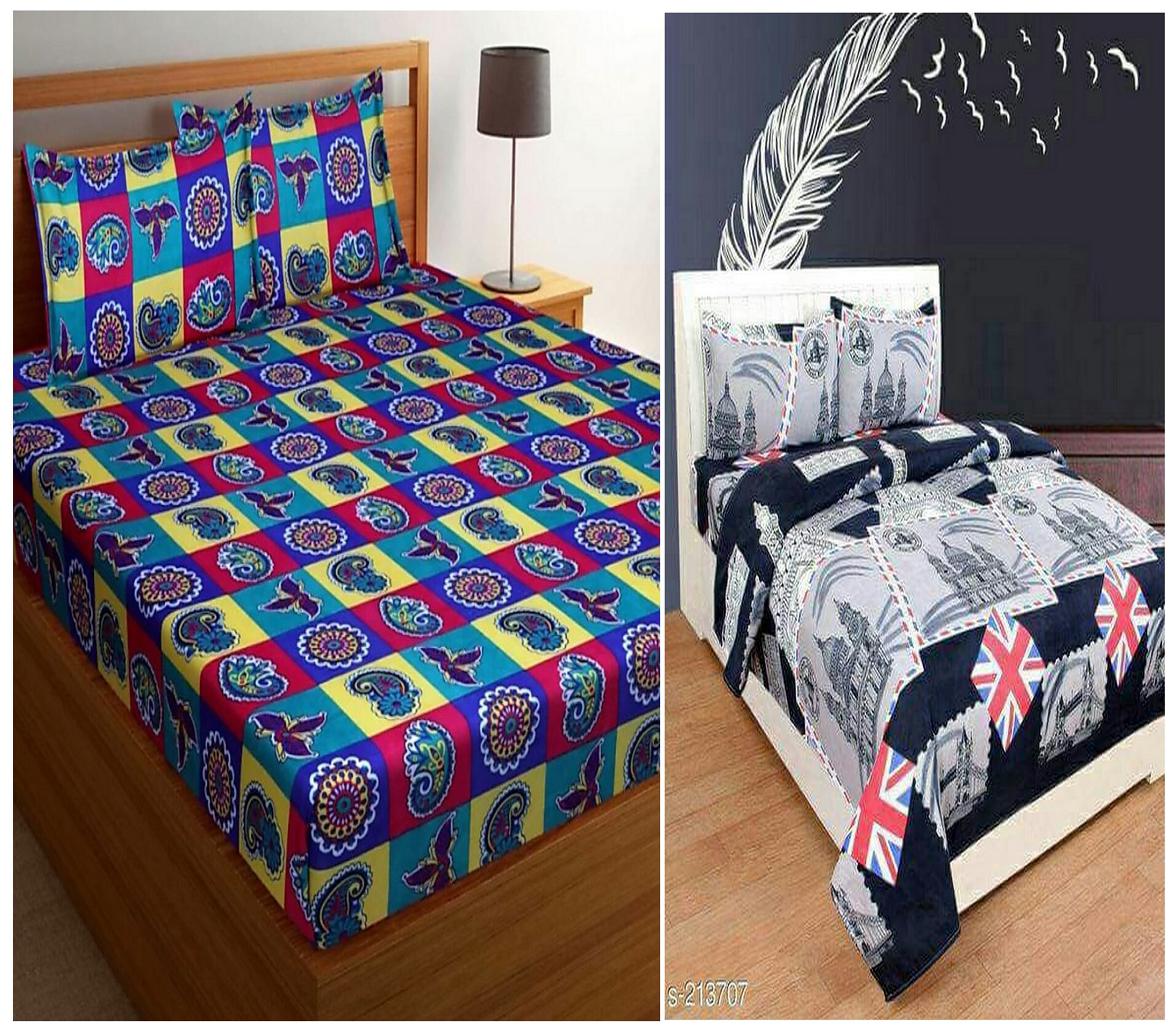 

DINGGA DECOR Cotton Printed Double Size Bedsheet 180 TC ( 2 Bedsheet With 4 Pillow Covers Multi )