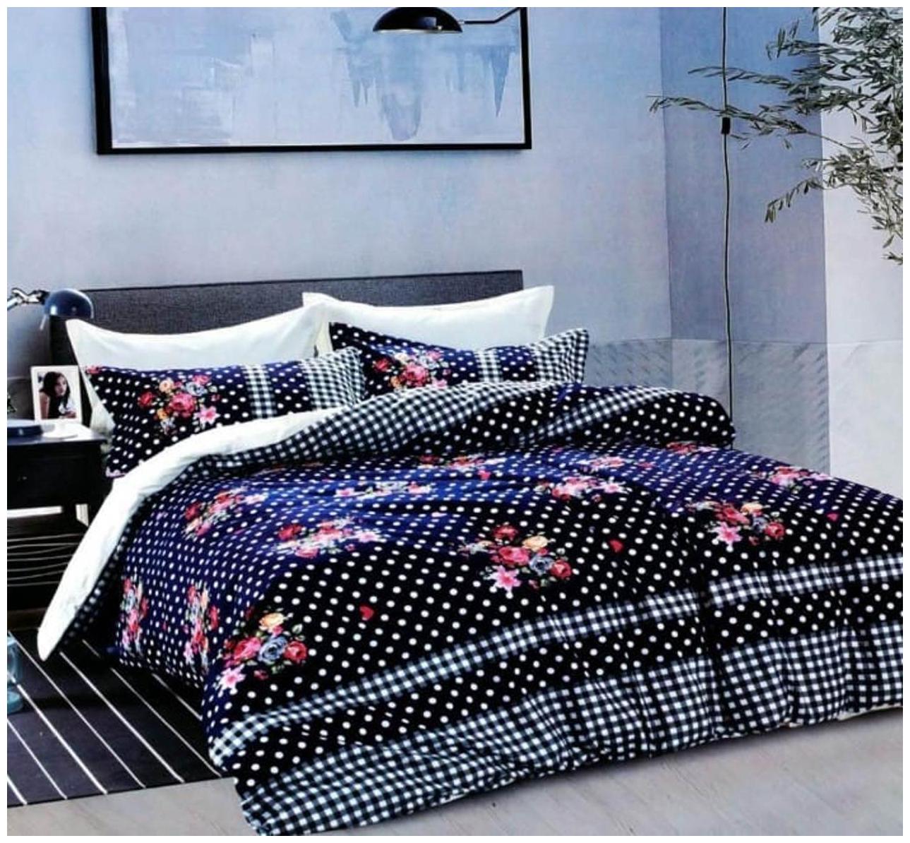 

DINGGA DECOR Cotton Printed Queen Size Bedsheet 240 TC ( 1 Bedsheet With 2 Pillow Covers Blue )