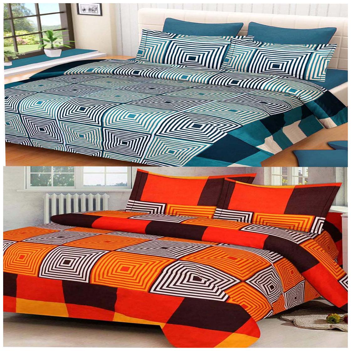 

DINGGA DECOR Cotton Printed Double Size Bedsheet 180 TC ( 2 Bedsheet With 4 Pillow Covers Multi )