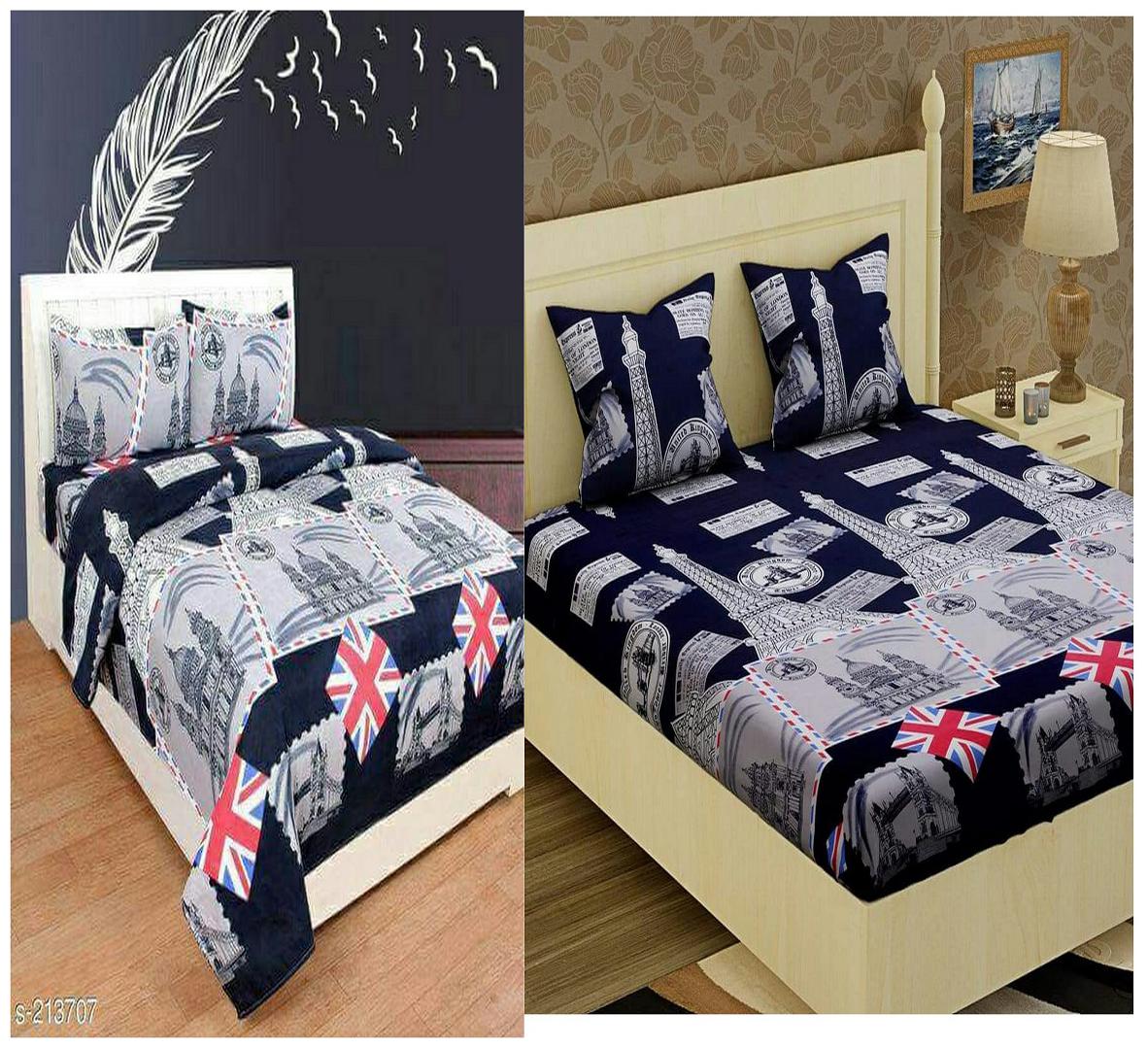 

DINGGA DECOR Cotton Printed Double Size Bedsheet 180 TC ( 2 Bedsheet With 4 Pillow Covers Multi )