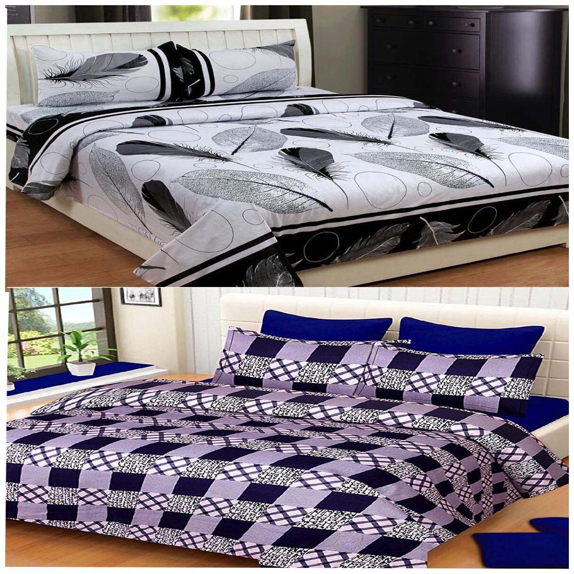 

DINGGA DECOR Cotton Printed Double Size Bedsheet 180 TC ( 2 Bedsheet With 4 Pillow Covers Multi )