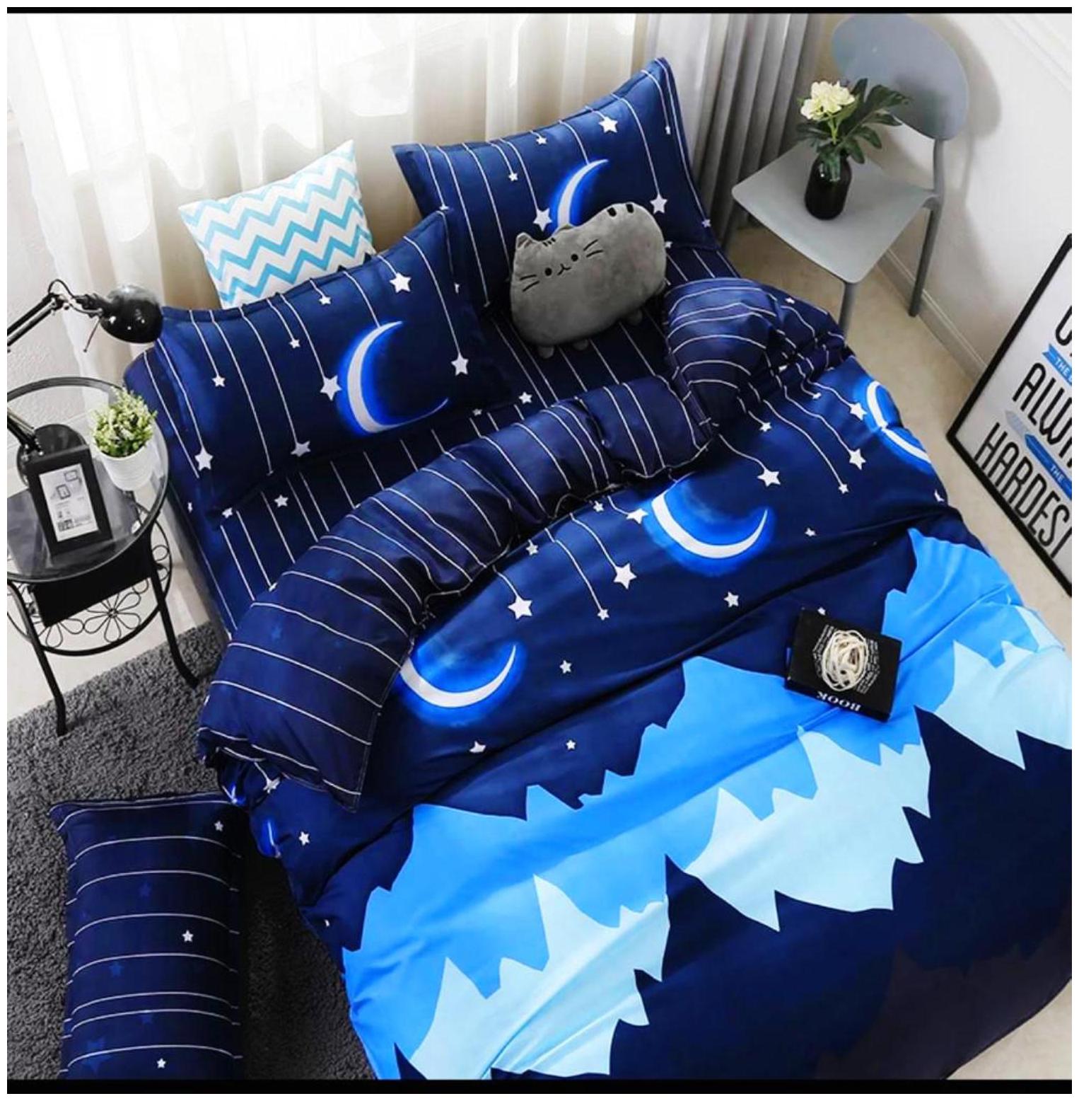 

DINGGA DECOR Cotton Printed Double Size Bedsheet 260 TC ( 1 Bedsheet With 2 Pillow Covers Blue )