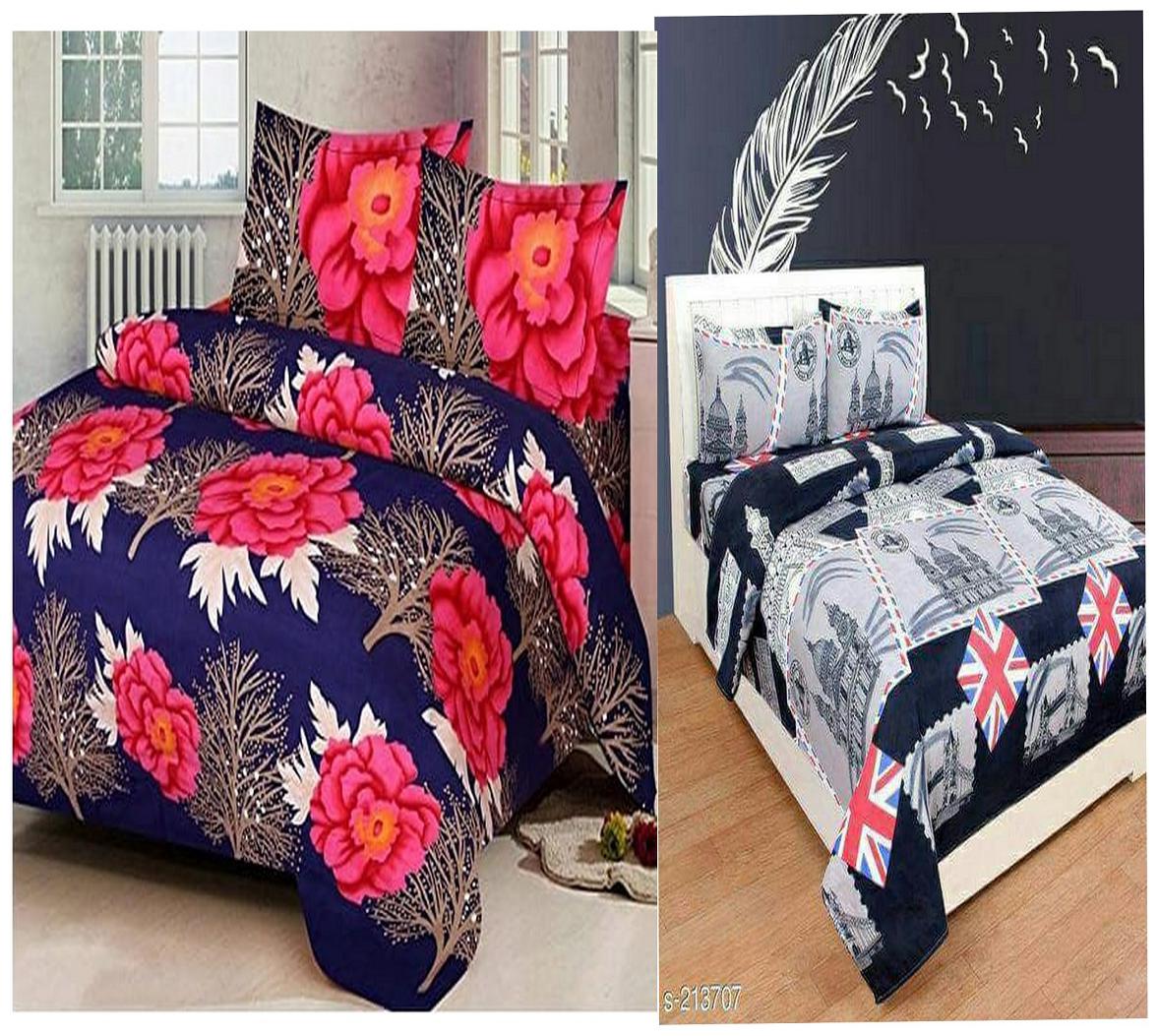 

DINGGA DECOR Cotton Printed Double Size Bedsheet 180 TC ( 2 Bedsheet With 4 Pillow Covers Multi )