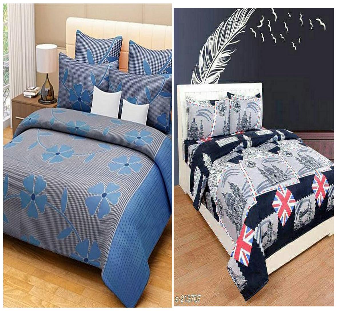 

DINGGA DECOR Cotton Printed Double Size Bedsheet 180 TC ( 2 Bedsheet With 4 Pillow Covers Multi )
