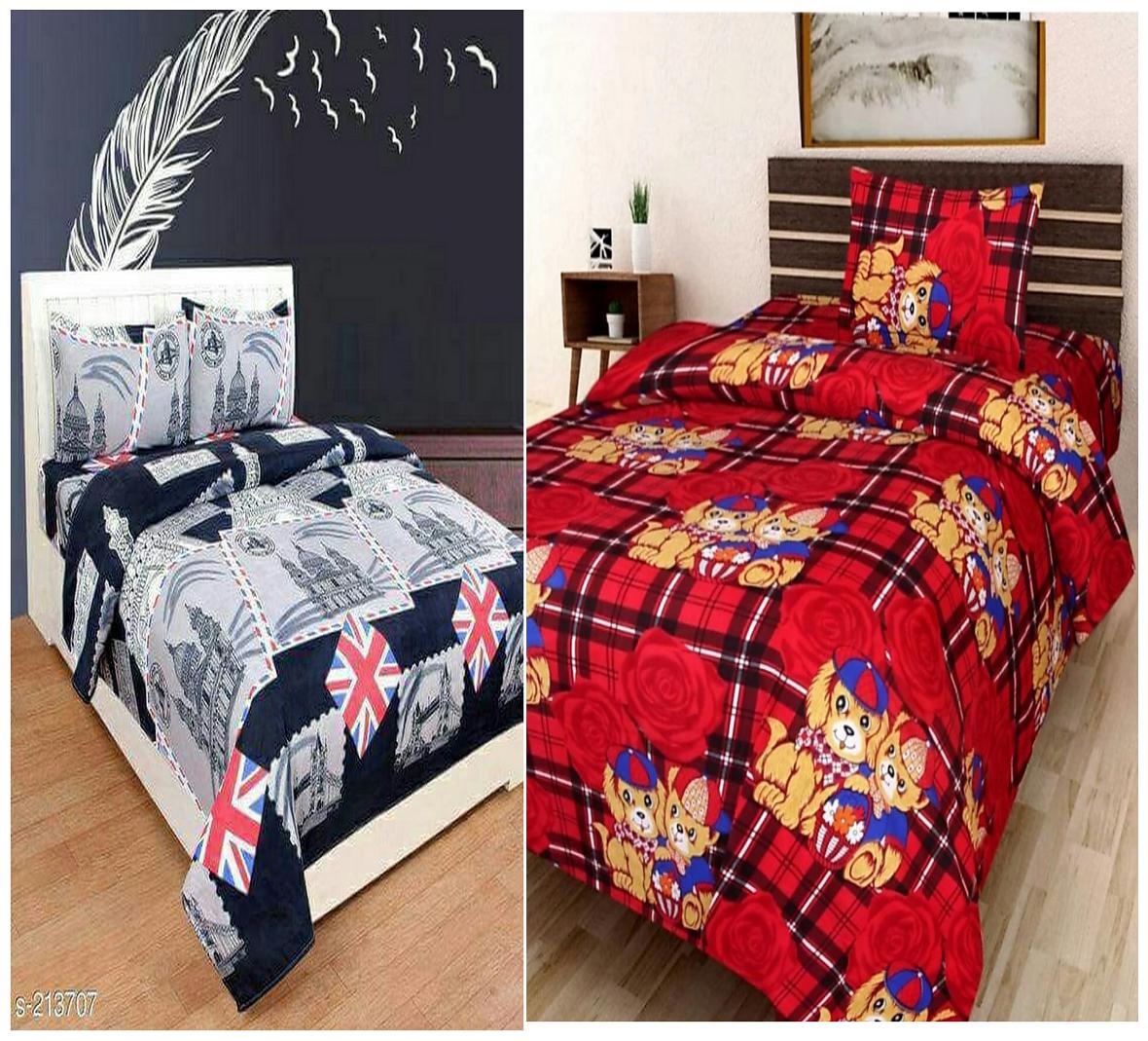 

DINGGA DECOR Cotton Printed Double Size Bedsheet 180 TC ( 2 Bedsheet With 4 Pillow Covers Multi )