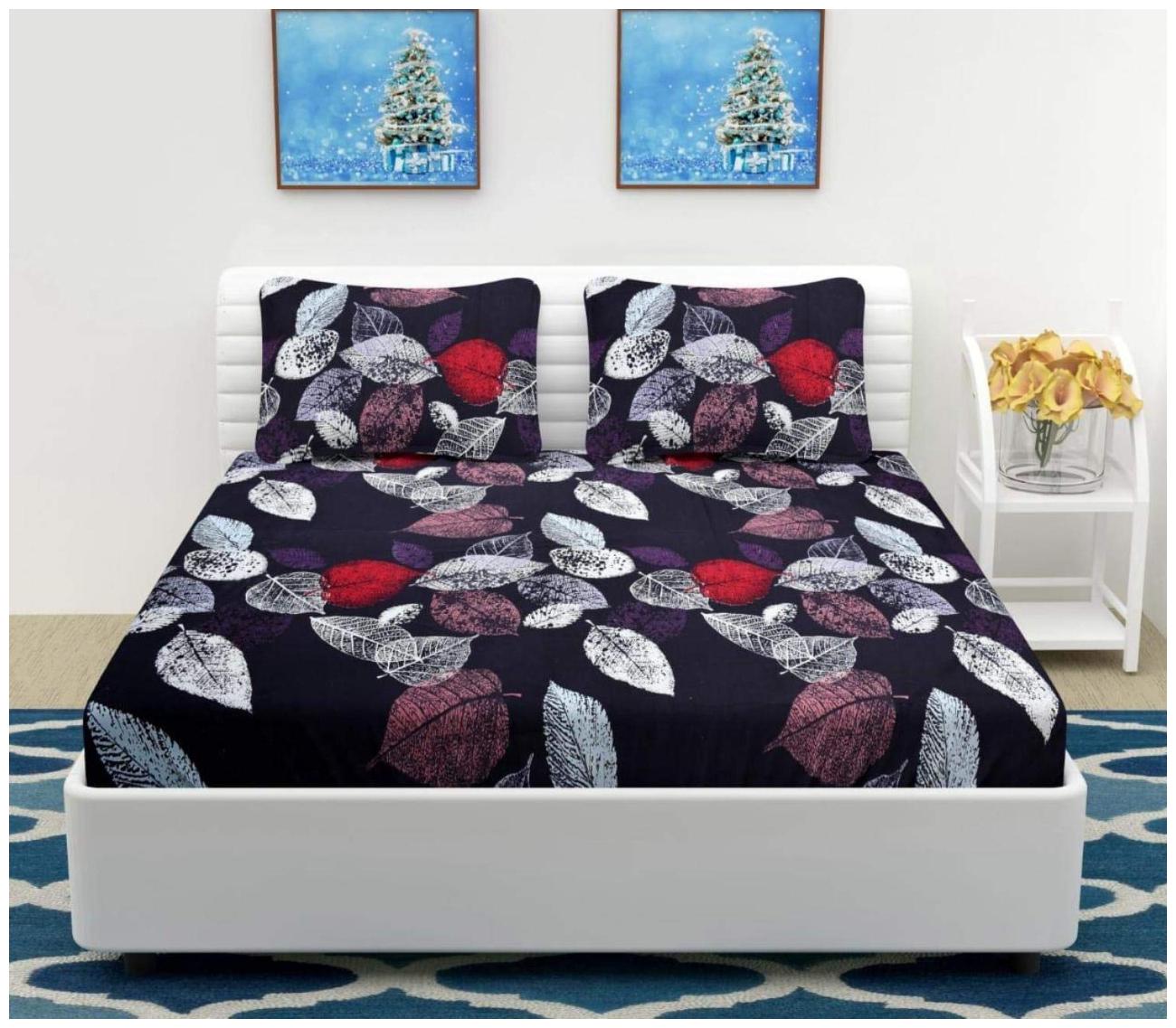 

DINGGA DECOR Cotton Printed Double Size Bedsheet 260 TC ( 1 Bedsheet With 2 Pillow Covers Multi )