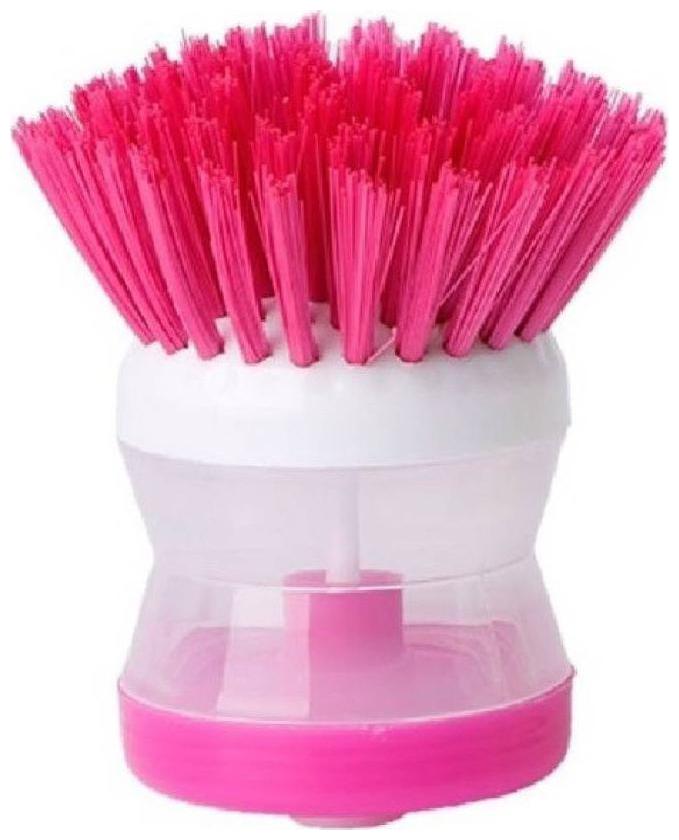 

Dish Brush liquid wash pot brush kitchen cleaning brush creative automatic add liquid wash cup wash Plastic Wet and Dry Brush(Assorted Color)