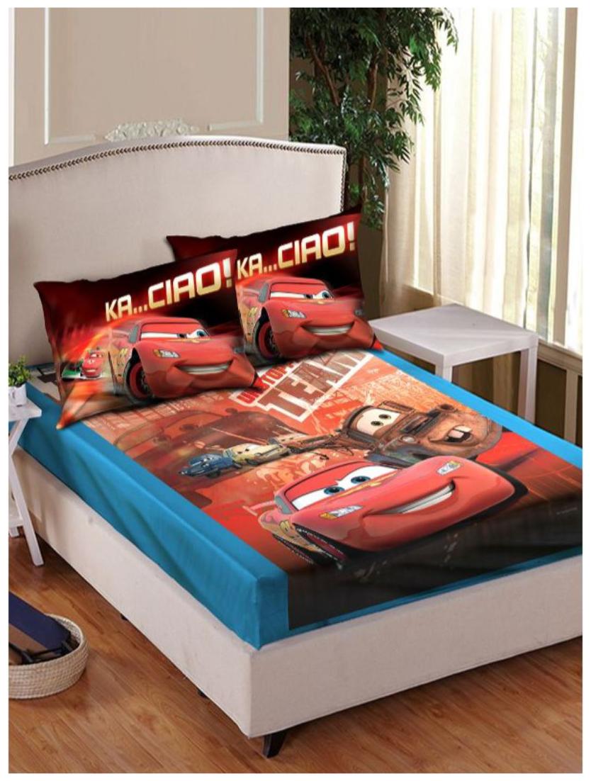 

Disney Cotton Printed Double Size Bedsheet 180 TC ( 1 Bedsheet With 2 Pillow Covers Red Blue )