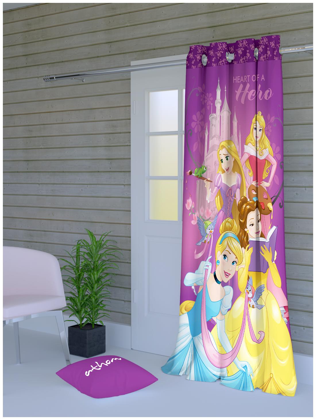 

Disney Polyester Door Room Darkening Pink Regular Curtain ( Eyelet Closure Cartoon )