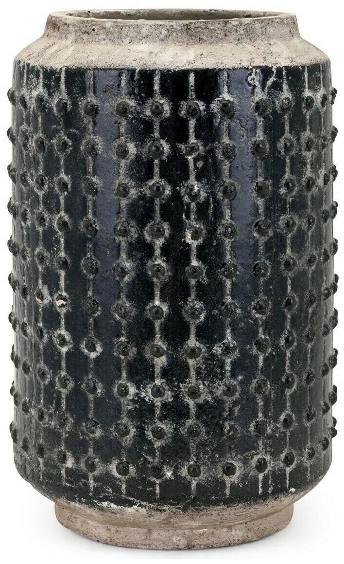 

Distressed Terracotta Vase with Handcrafted Detail Black Black