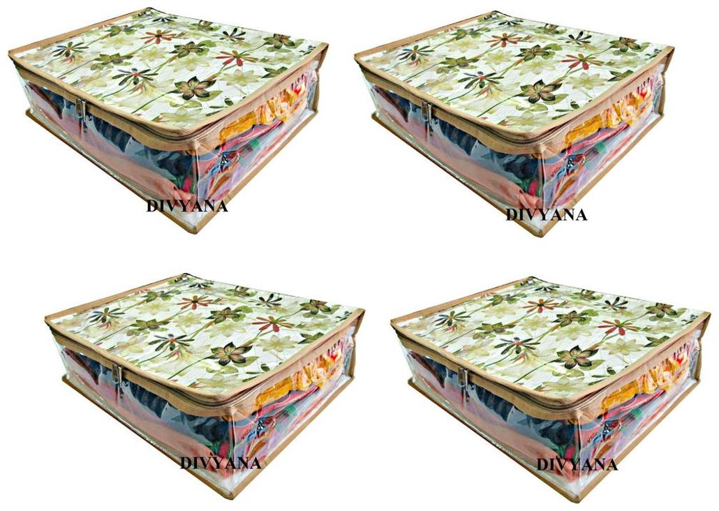 

DIVYANA Combo Set 4 pcs Printed Saree Cover Bag Kurti Cover Clothes Cover Wedding Collection (Large)