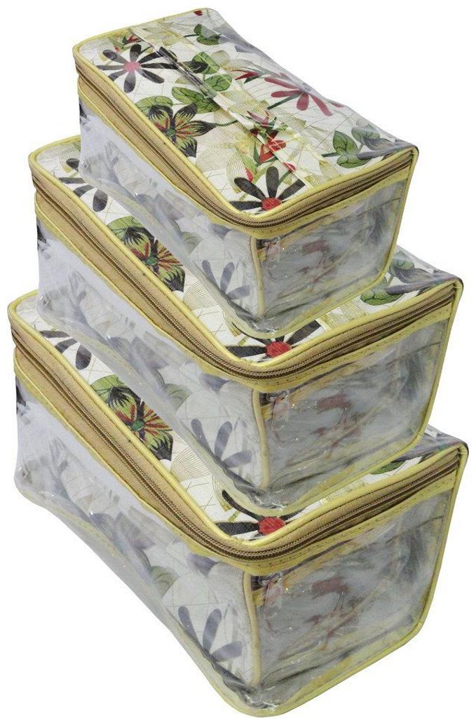 

DIVYANA Travel organiser - Make up Kit Toiletry Bag Multi Purpose Kit - Set of 3 pcs (Printed- Multicolour)