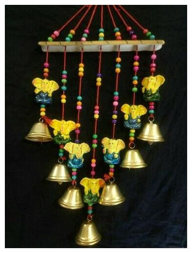

Diwali Ganesha Wind Chime Elephant home garden decor Feng shui BELLS India Art