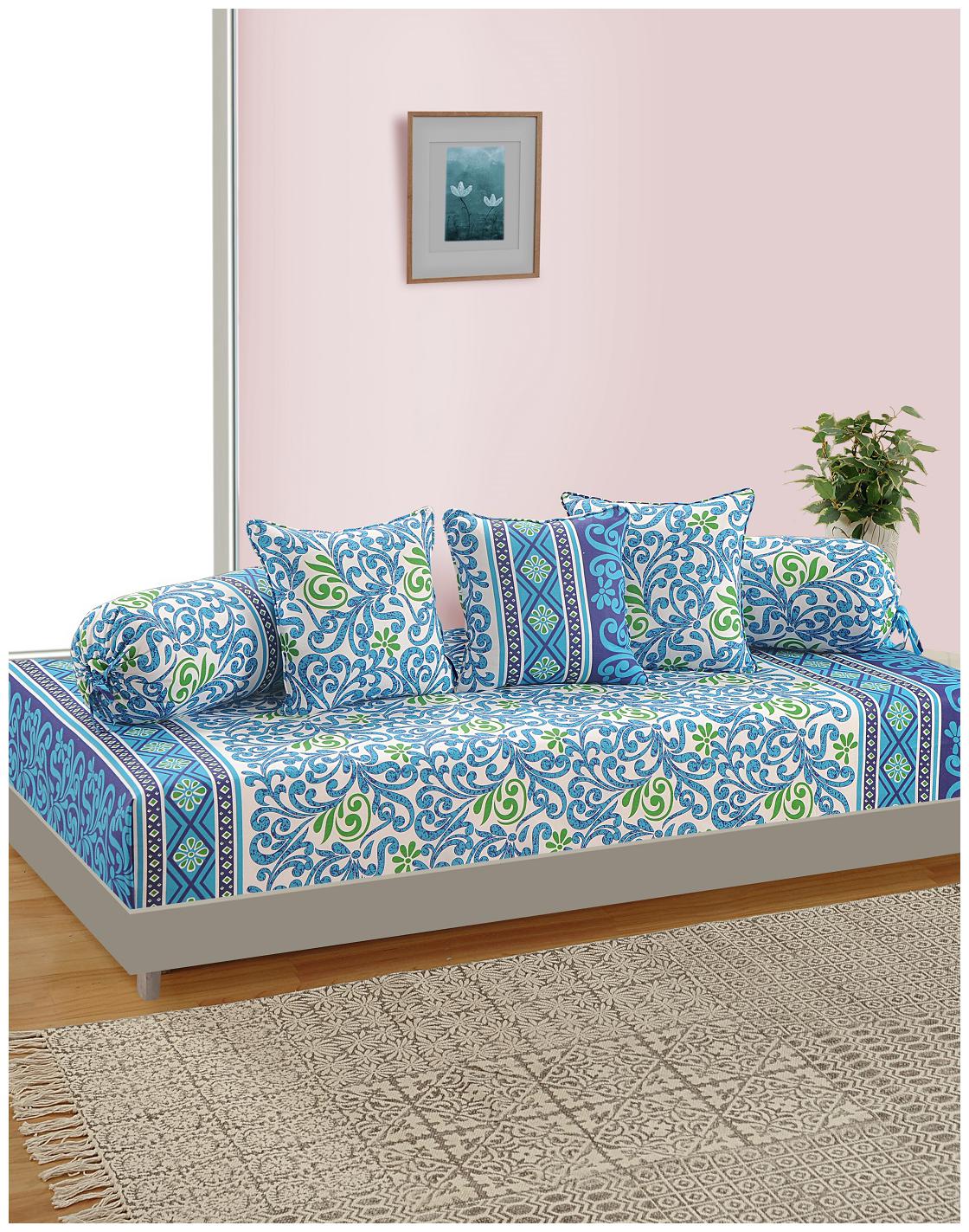 Buy Swayam Cotton Embroidered Single Size Diwan Sets Pack of 6 Online