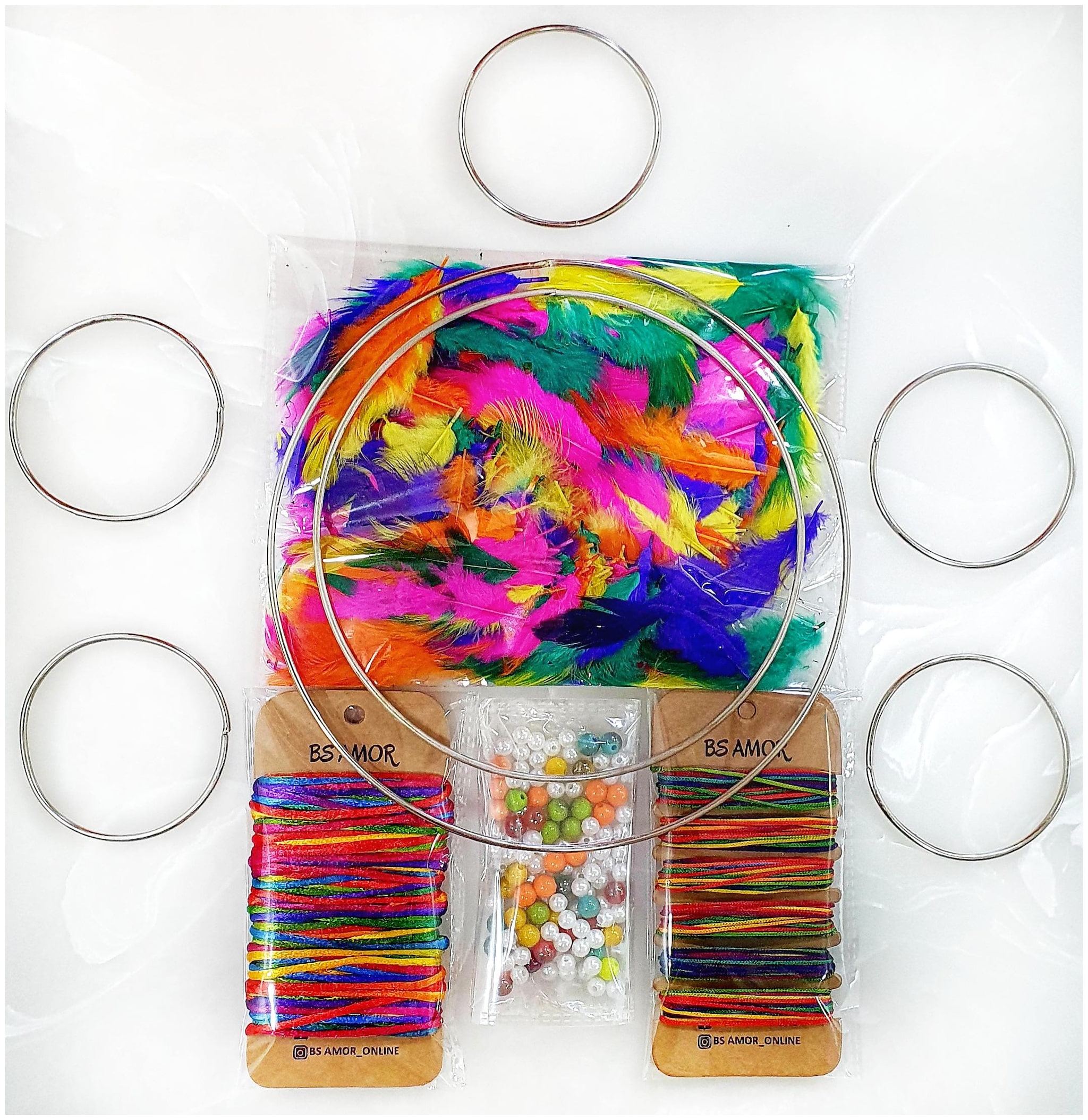 

DIY CRAFT KIT DREAM CATCHER MAKING HOBBY MIULTICOLOR 7 RINGS MEDIUM KIT