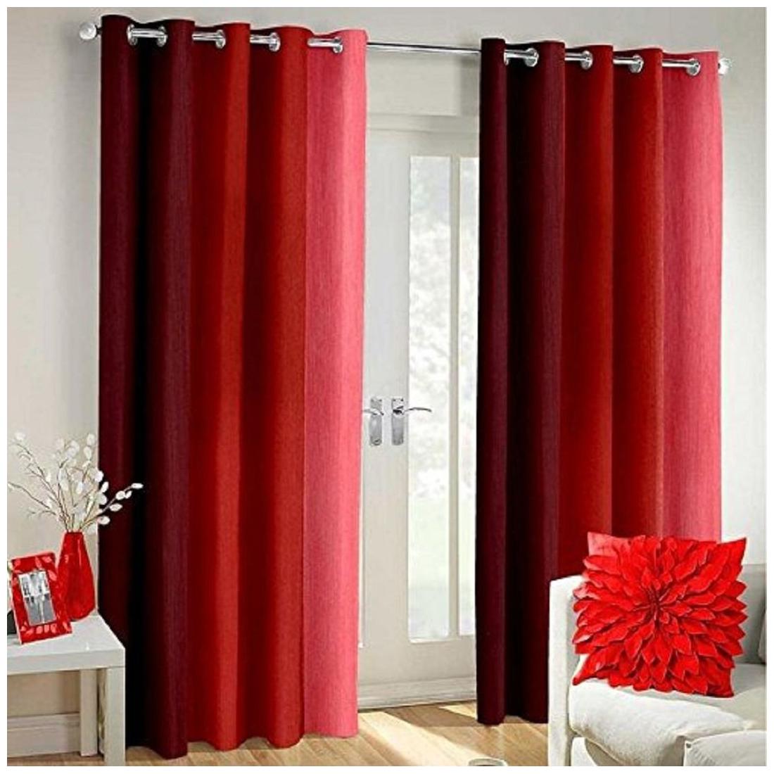 

Dizen Star Long Crush Solid 2 Piece Polyester Long door Curtain- 4x9 ft (Set of 2)