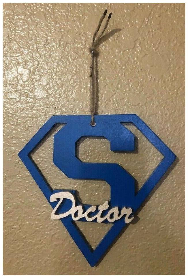 

Doctor Wall Decor Wood Sign Plaque Super hero Nurse Blue
