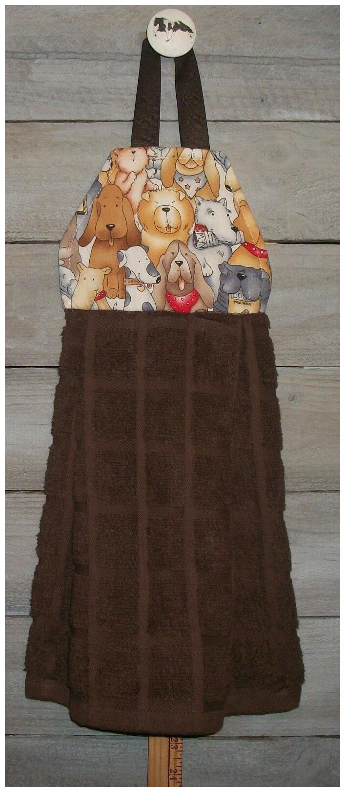 

Dogs Packed Shoes Newspaper Bandana Hanging Kitchen Oven Hand Dishtowel