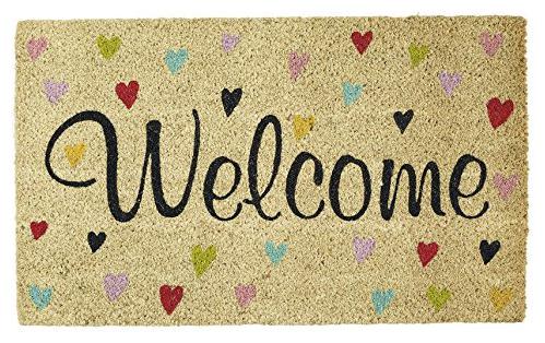 

Door Mat 100 Polyester Imported Coconut Coir Fiber Welcome Hearts High Quality