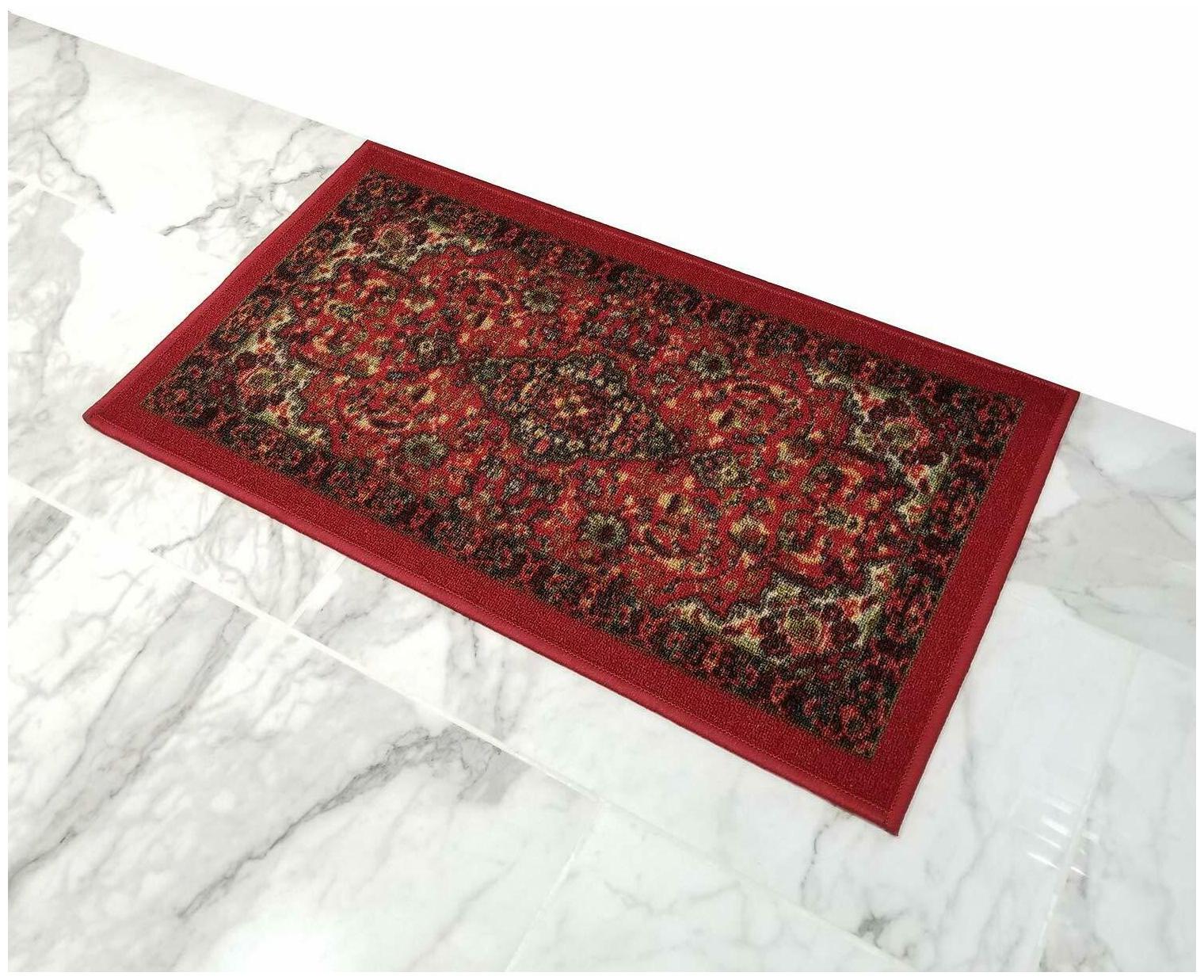 

Doormat 18X30 Red Medallion Kitchen Rugs And Mats Rubber Backed Non Skid Rug L