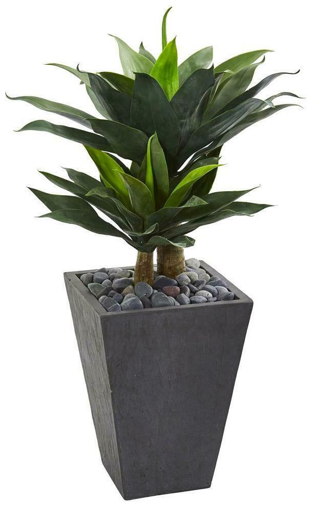 

Double Agave Succulent Artificial Plant in Slate Planter Nearly Natural 37 Decor
