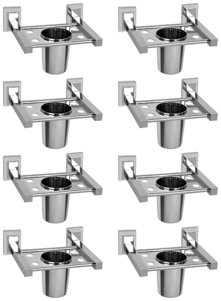 

Doyours 8 pc Tooth Brush Holder with SS Glass SS Glossy