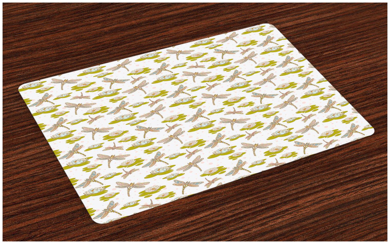 

Dragonfly Wings Placemats Set of 4 Washable Fabric Place Mats Decor