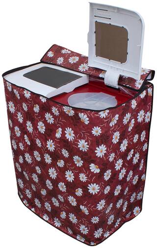 Dream Care Floral Red Coloured Waterproof & Dustproof Washing Machine Cover For Semi Automatic Onida Smart Wash 75 7.5 kg Washing Machine