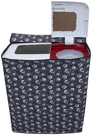 Dream Care Grey Floral Washing Machine Cover For Semi Automatic Machine For Godrej Ws Edge 720 Ctl 7.2 kg Washing Machine