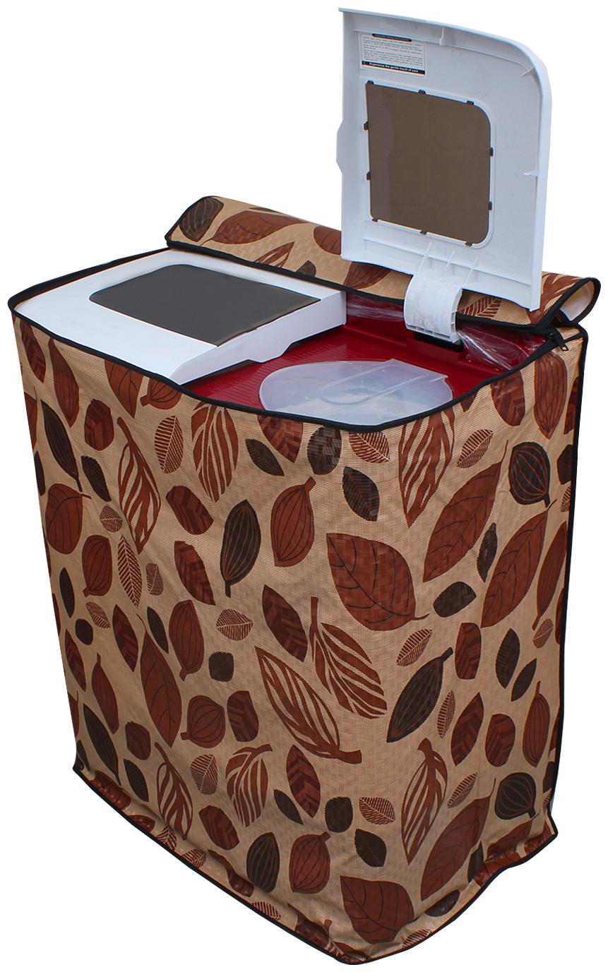 

Dream Care Leafy Dark Brown Coloured Waterproof Dustproof Washing Machine Cover For Semi Automatic Panasonic Na-w70h2arb 7 kg Washing Machine
