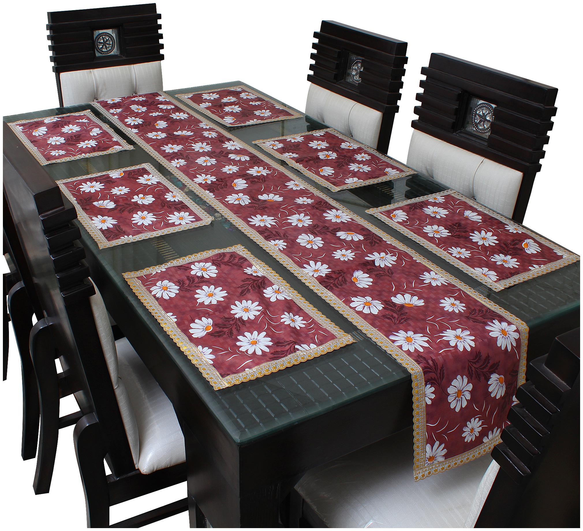 

Dream Care Waterproof Table Runner With Mats (6 pcs Placemats 1 Table Runner)