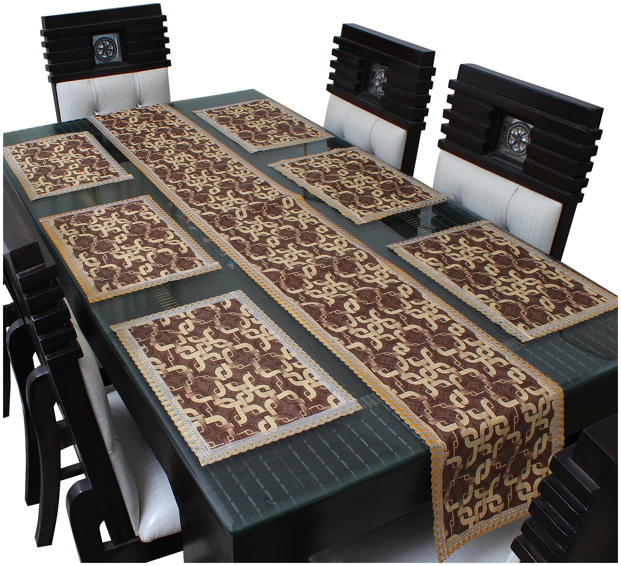 

Dream Care Waterproof Table Runner With Mats (6 pcs Placemats 1 Table Runner)