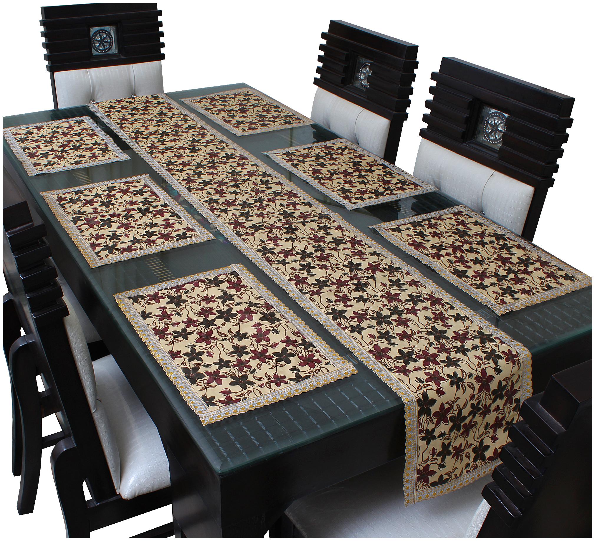 

Dream Care Waterproof Table Runner With Mats (6 pcs Placemats 1 Table Runner)