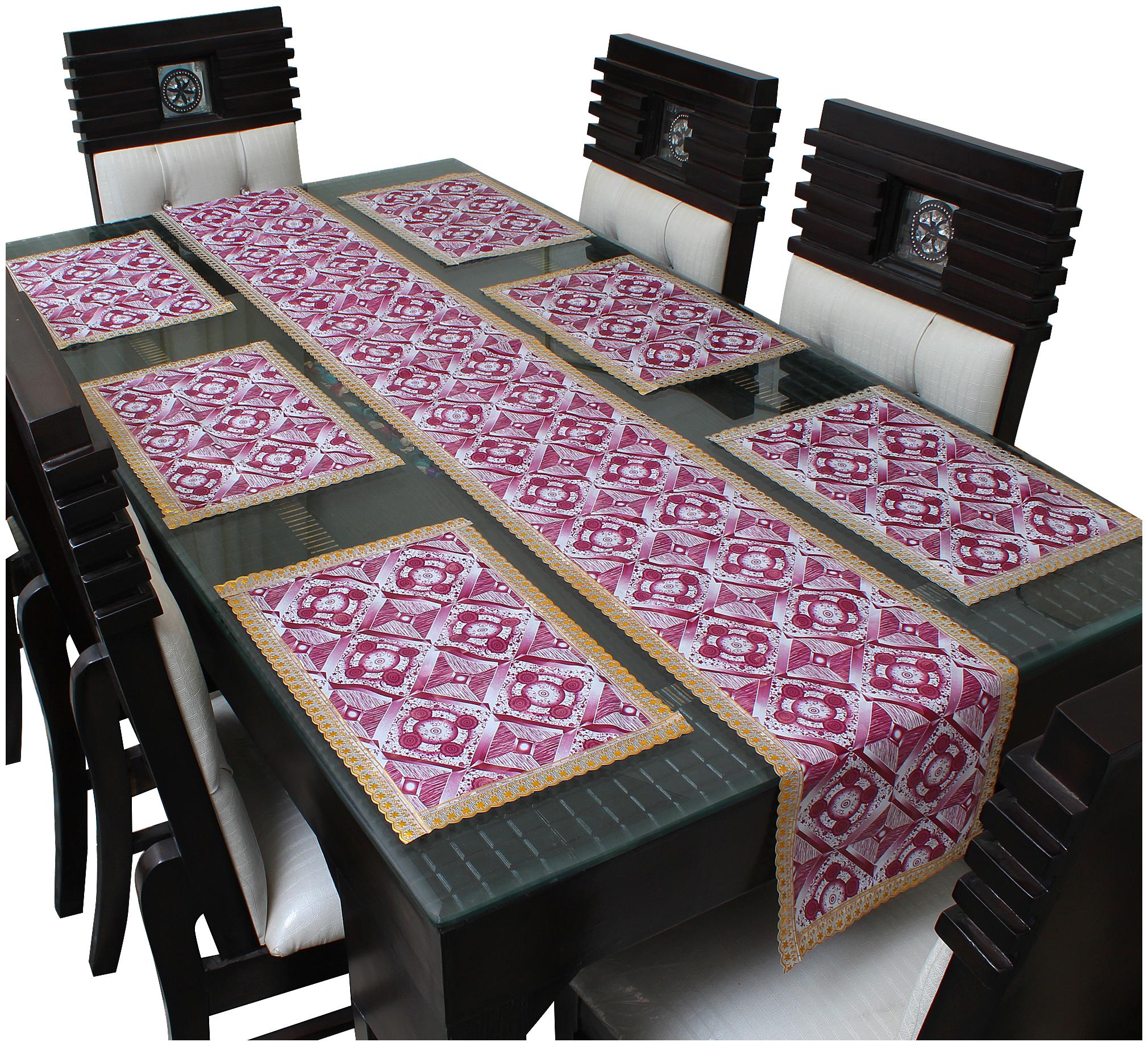 

Dream Care Waterproof Table Runner With Mats (6 pcs Placemats 1 Table Runner)