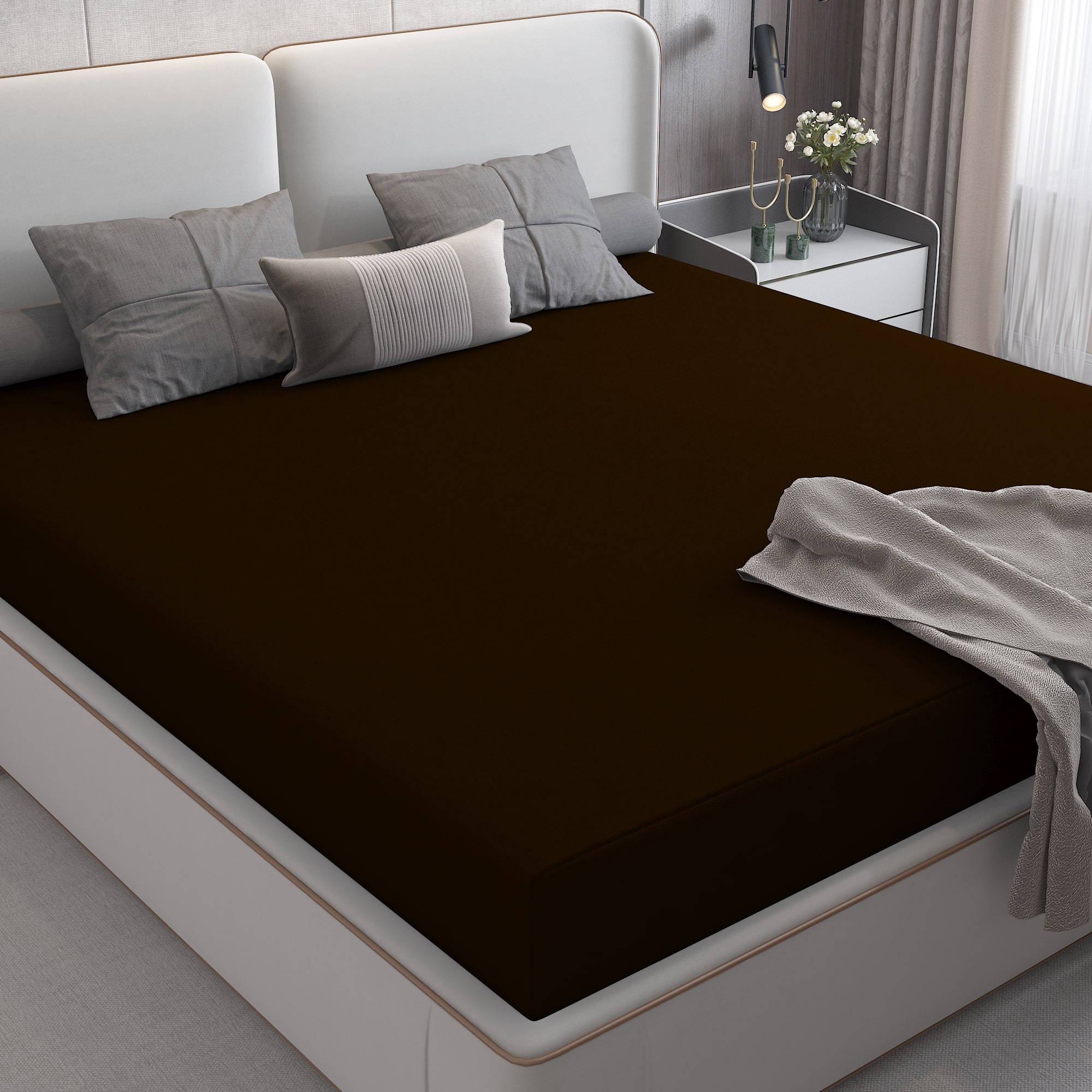 

Dream Care Waterproof Terry Cotton Mattress Protector King Size Bed 72x72 Coffee